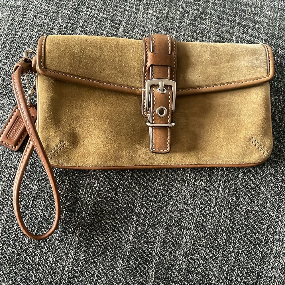Coach 3 Tone suede wristlet